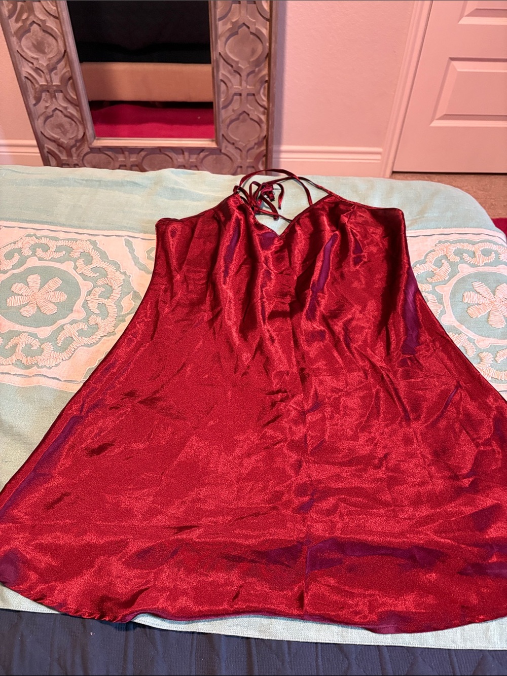 Youmita Red Satin Chemise Slip